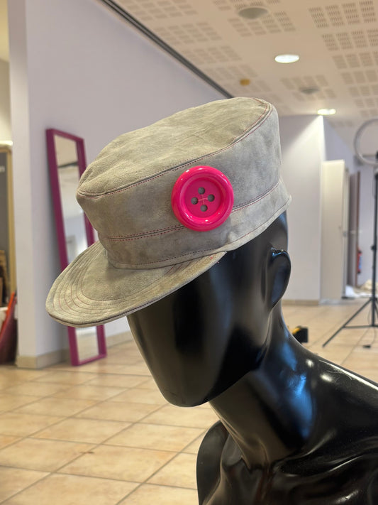 Grey Leather Cap